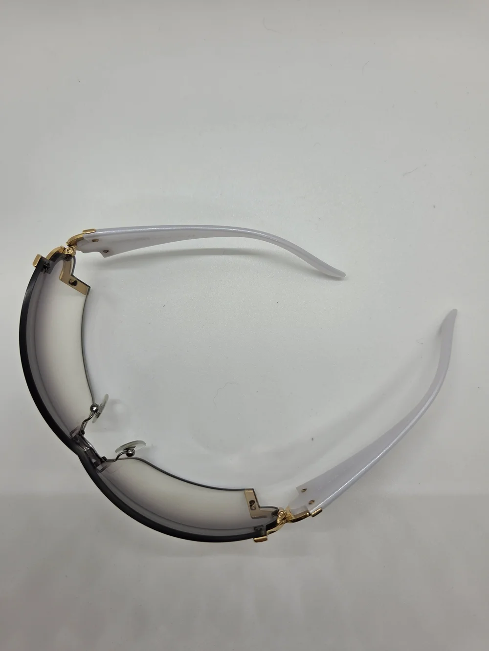 Bvlgari White and Gold, Swarvoski Crystal-Embellished Shield Sunglasses, Vintage